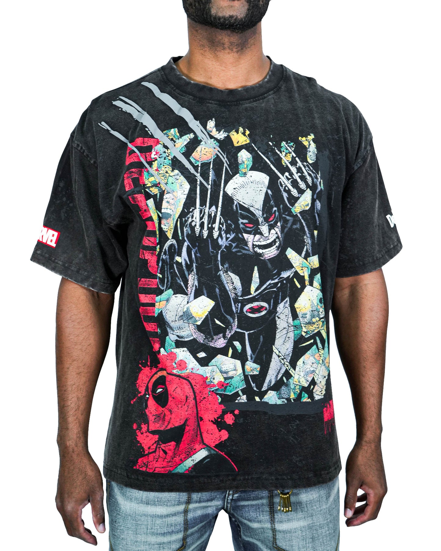 Deadpool x Wolverine - Best Buds Oversized Black Mens T Shirt