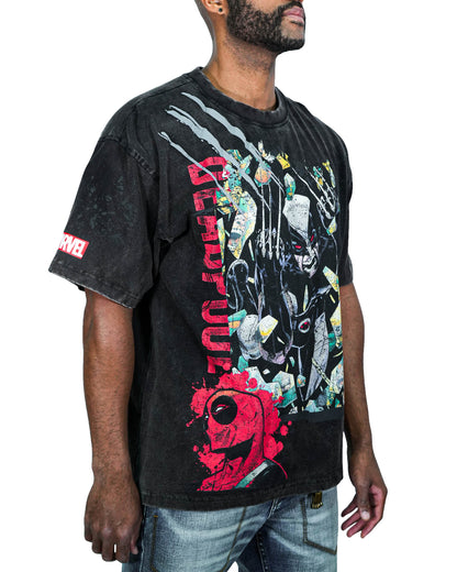 Deadpool x Wolverine - Best Buds Oversized Black Mens T Shirt