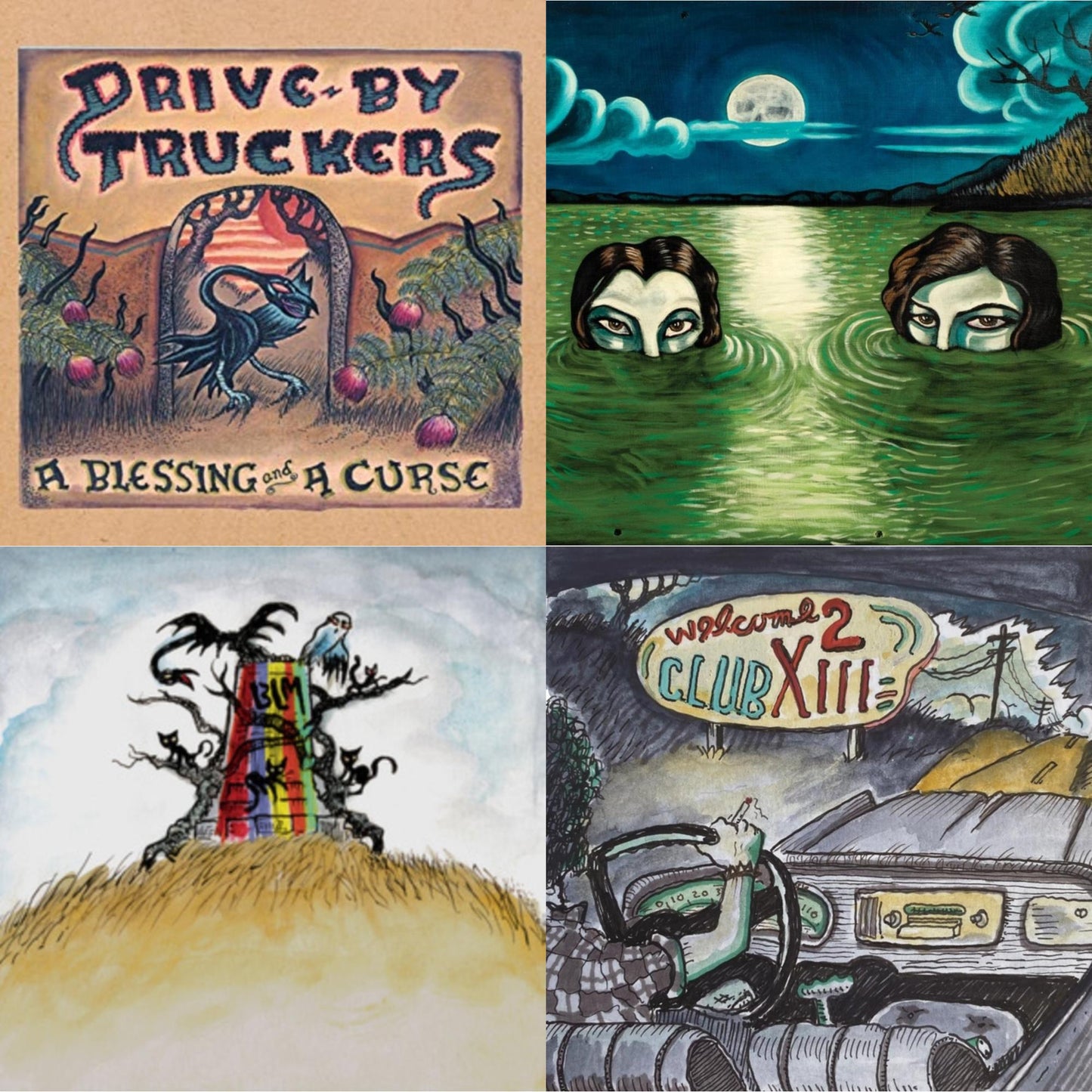 Drive-By Truckers - Blessing & A Curse (Clear With Purple Splatter LP Vinyl/Limited Edition/180G) & New Ok (Red LP Vinyl) & Welcome 2 Club Xiii & English Oceans (10-Year Edition) (2LP/Sea-Glass Blue W/ D-Side Etching)