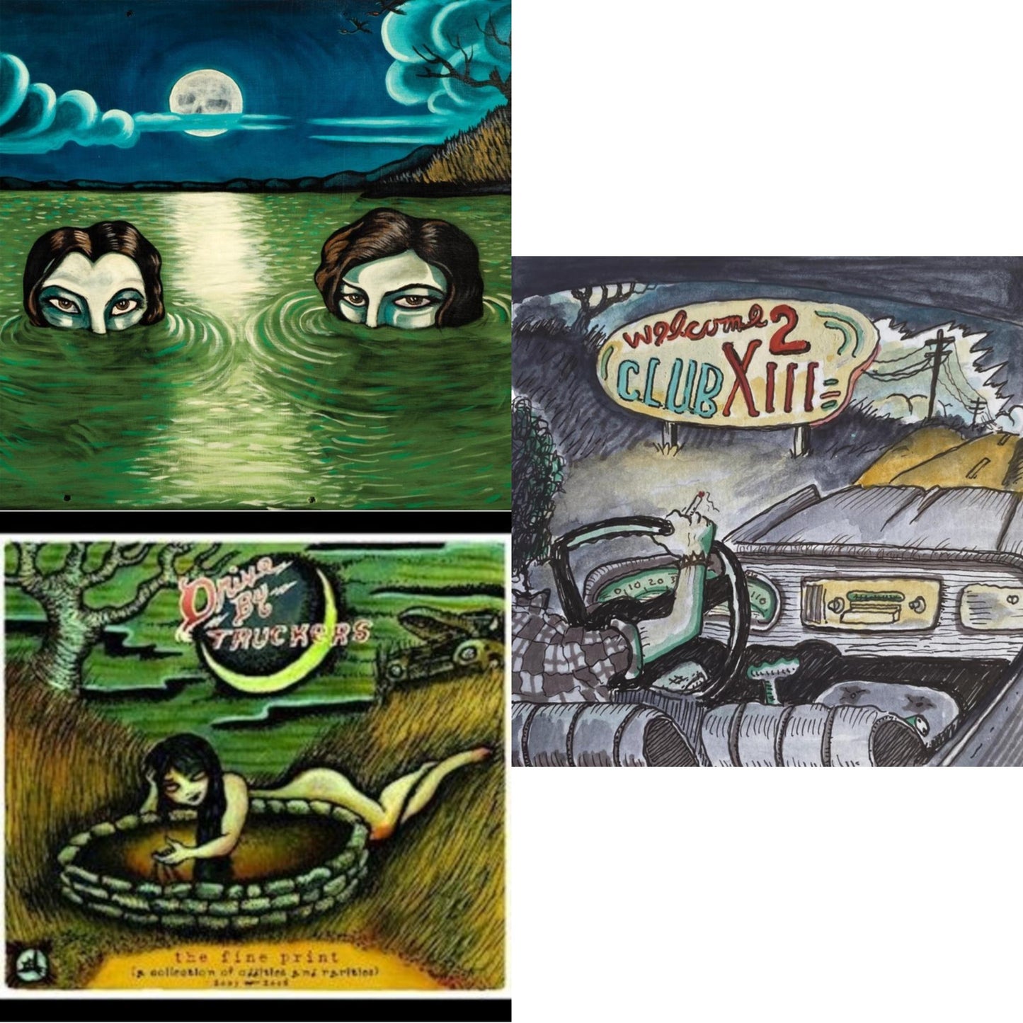 Drive-By Truckers - Fine Print (Clear With Green Splatter Vinyl/Limited Edition/2LP/180G) & Welcome 2 Club Xiii & English Oceans (10-Year Edition) (2LP/Sea-Glass Blue W/ D-Side Etching)
