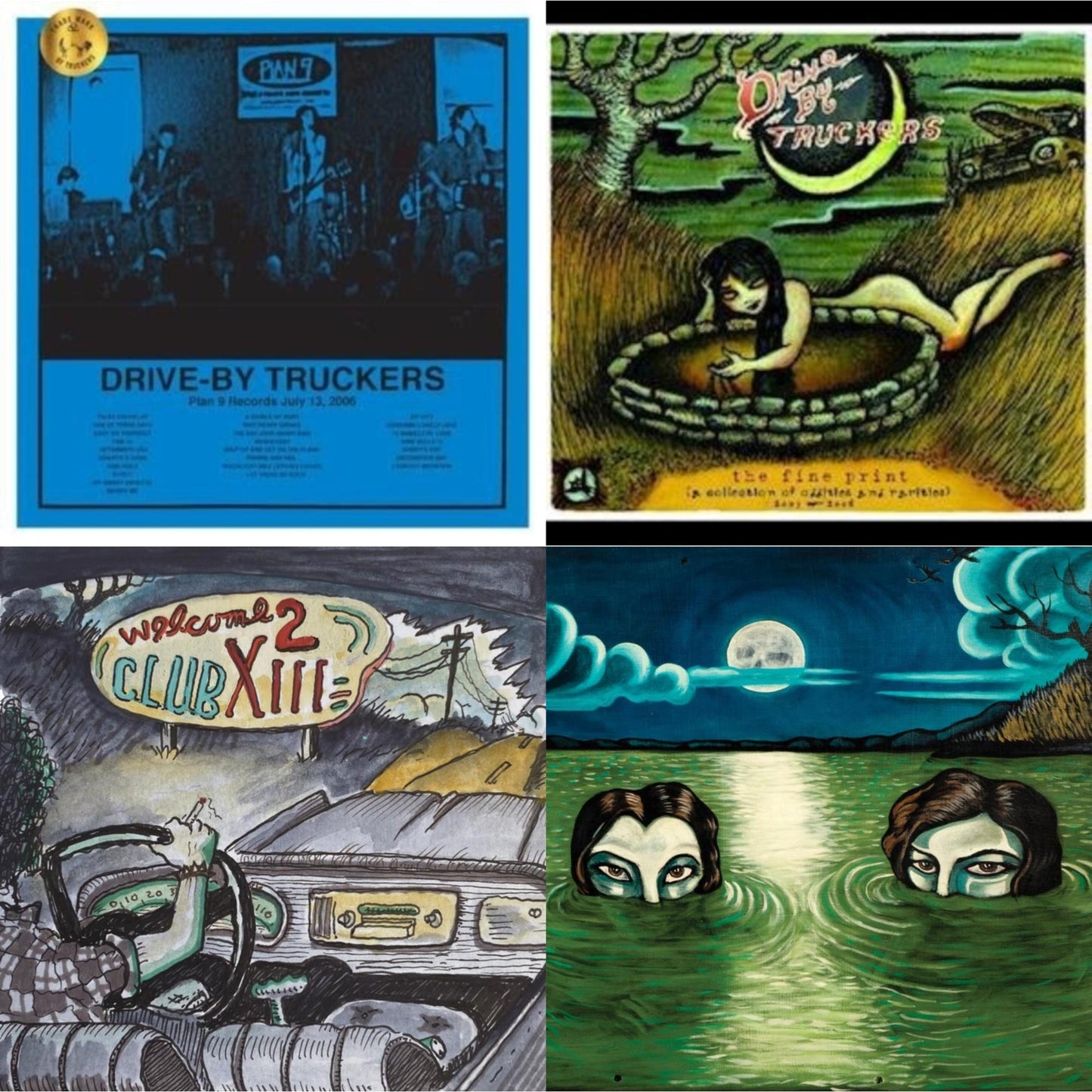 Drive-By Truckers - Plan 9 Records July 13, 2006 (3LP) & Fine Print (Clear With Green Splatter Vinyl/Limited Edition/2LP/180G) & Welcome 2 Club Xiii & English Oceans (10-Year Edition) (2LP/Sea-Glass Blue W/ D-Side Etching)
