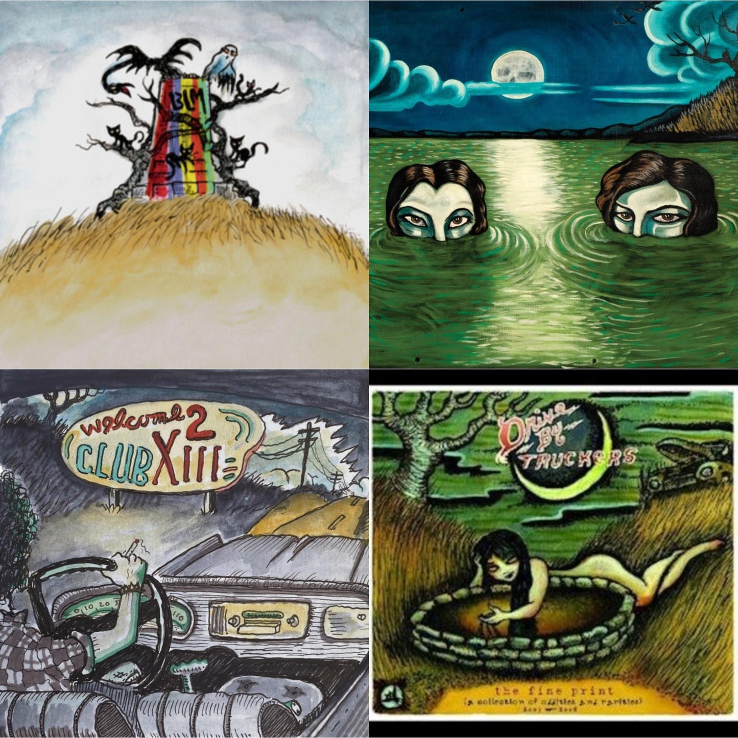 Drive-By Truckers - Fine Print (Clear With Green Splatter Vinyl/Limited Edition/2LP/180G) & New Ok (Red LP Vinyl) & Welcome 2 Club Xiii & English Oceans (10-Year Edition) (2LP/Sea-Glass Blue W/ D-Side Etching)