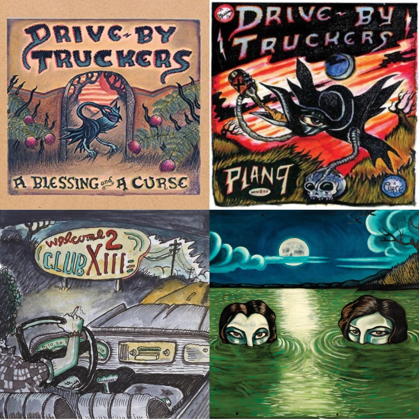 Drive-By Truckers - Blessing & A Curse (Clear With Purple Splatter LP Vinyl/Limited Edition/180G) & Plan 9 Records July 13, 2006 (3LP) & Welcome 2 Club Xiii & English Oceans (10-Year Edition) (2LP/Sea-Glass Blue W/ D-Side Etching)