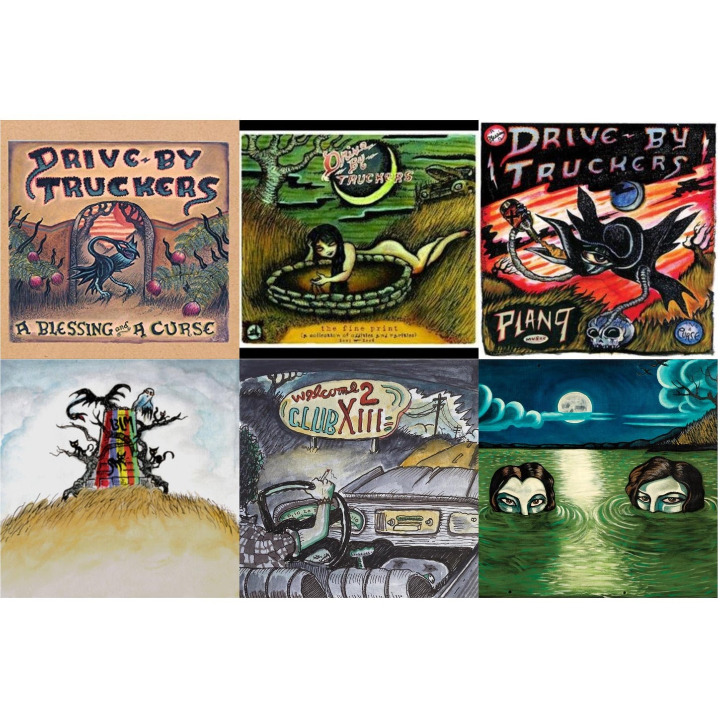 Drive-By Truckers - Blessing & A Curse (Clear With Purple Splatter LP Vinyl/Limited Edition/180G) & Fine Print (Clear With Green Splatter Vinyl/Limited Edition/2LP/180G) & Plan 9 Records July 13, 2006 (3LP) & New Ok (Red LP Vinyl) & Welcome 2 Club