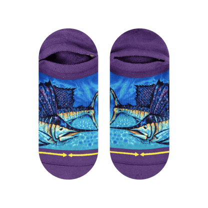 Sail Fish Adult No Show Socks With Art By Daniel Jean Baptiste