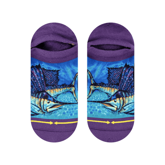 Sail Fish Adult No Show Socks With Art By Daniel Jean Baptiste