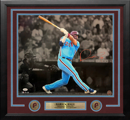 Darick Hall First Home Run Philadelphia Phillies Autographed Framed Baseball Photo
