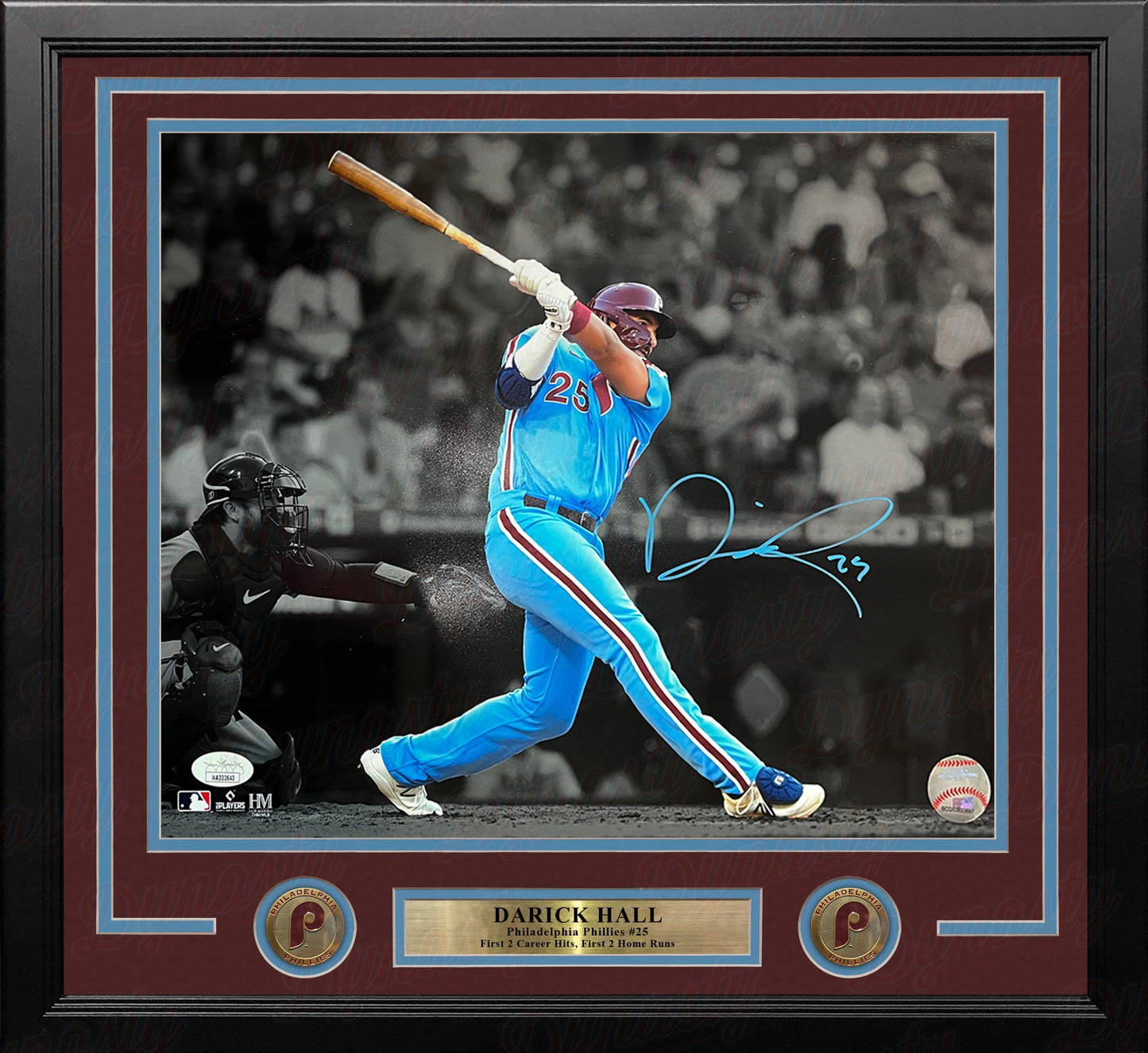 Darick Hall First Home Run Philadelphia Phillies Autographed Framed Baseball Photo