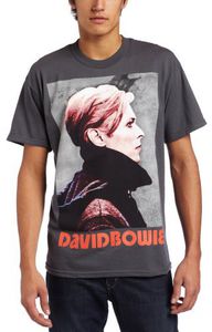 David Bowie Bravado Men's David Bowie Low Portrait Men's T-Shirt, Gray, Medium [T-Shirt]