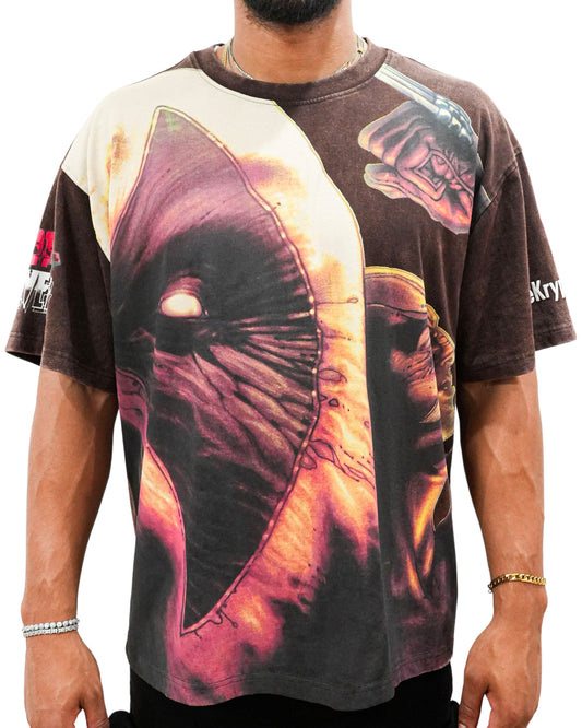 Deadpool x Wolverine - Claws and Chaos  Oversized Brown Mens T Shirt