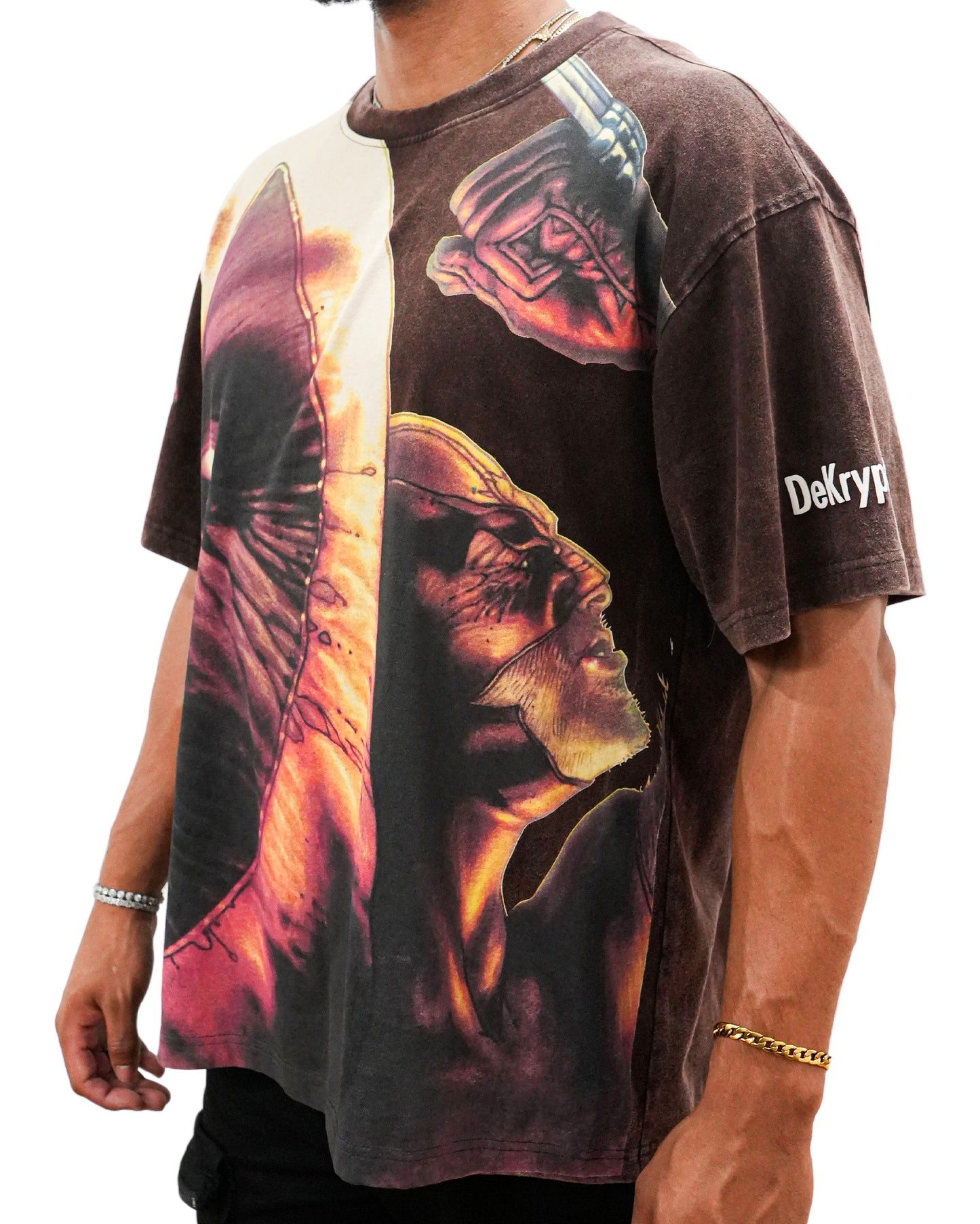 Deadpool x Wolverine - Claws and Chaos  Oversized Brown Mens T Shirt