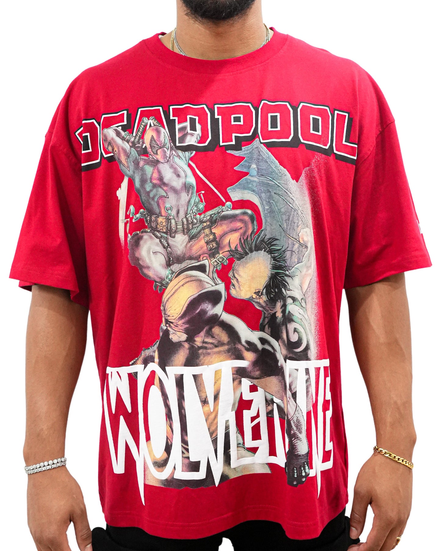 Deadpool x Wolverine - Generational Fury Oversized Red Mens T Shirt