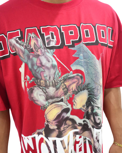 Deadpool x Wolverine - Generational Fury Oversized Red Mens T Shirt