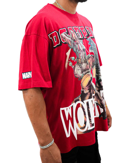 Deadpool x Wolverine - Generational Fury Oversized Red Mens T Shirt