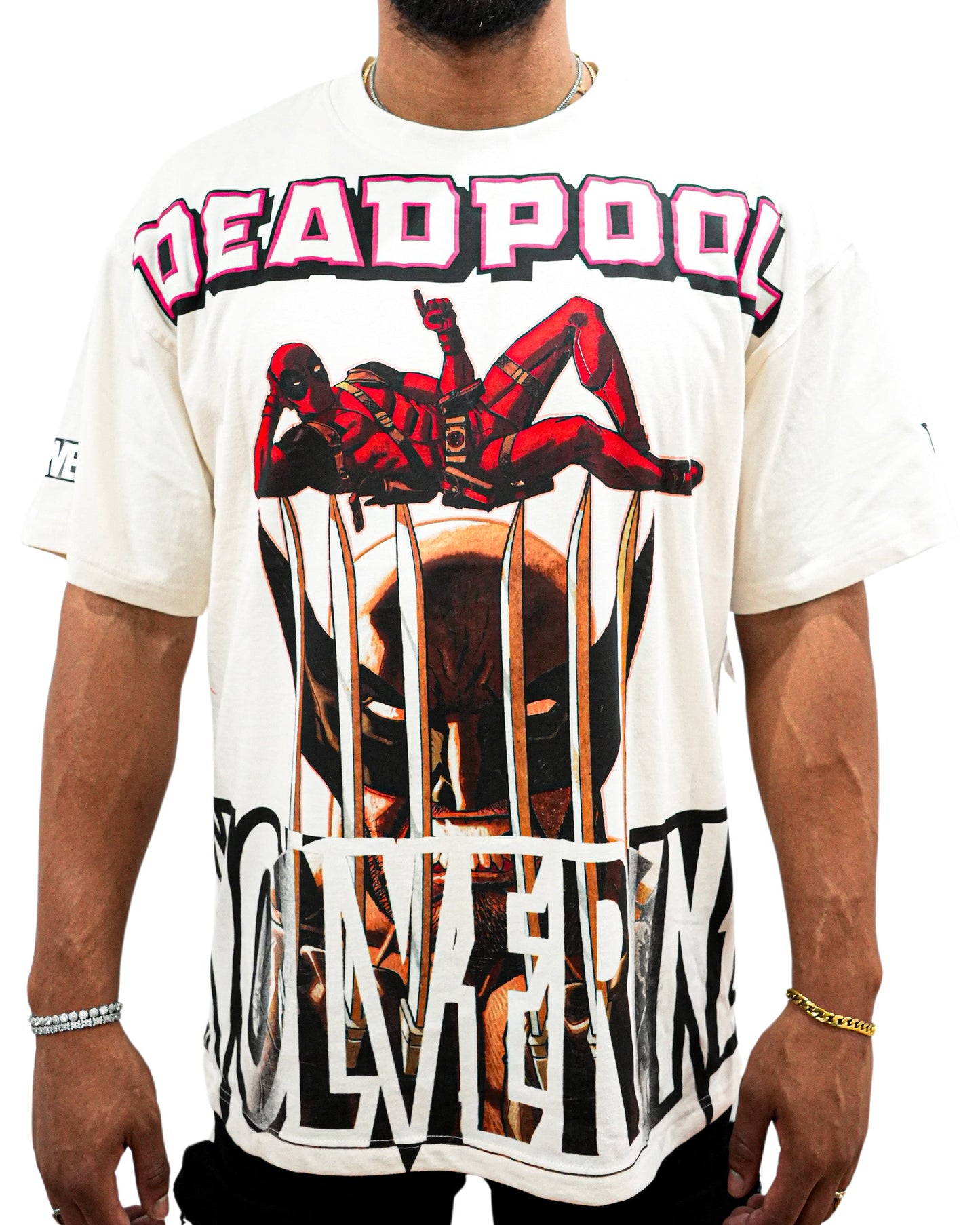 Deadpool x Wolverine - Mutant Merc Madness Oversized White Mens T Shirt
