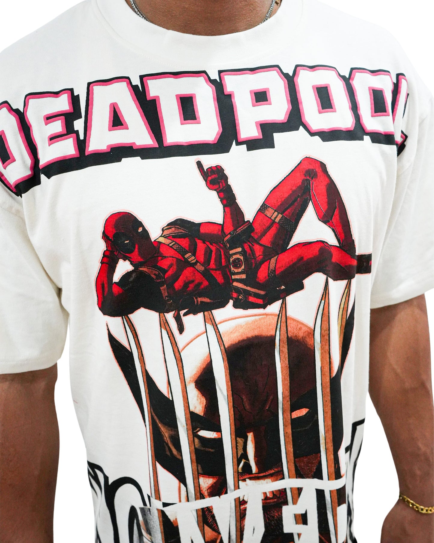 Deadpool x Wolverine - Mutant Merc Madness Oversized White Mens T Shirt