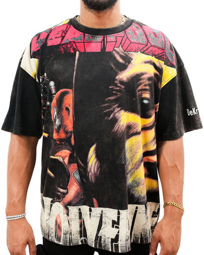Deadpool x Wolverine - Regeneration Rivals Oversized Black Mens T Shirt