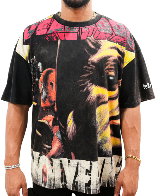 Deadpool x Wolverine - Regeneration Rivals Oversized Black Mens T Shirt
