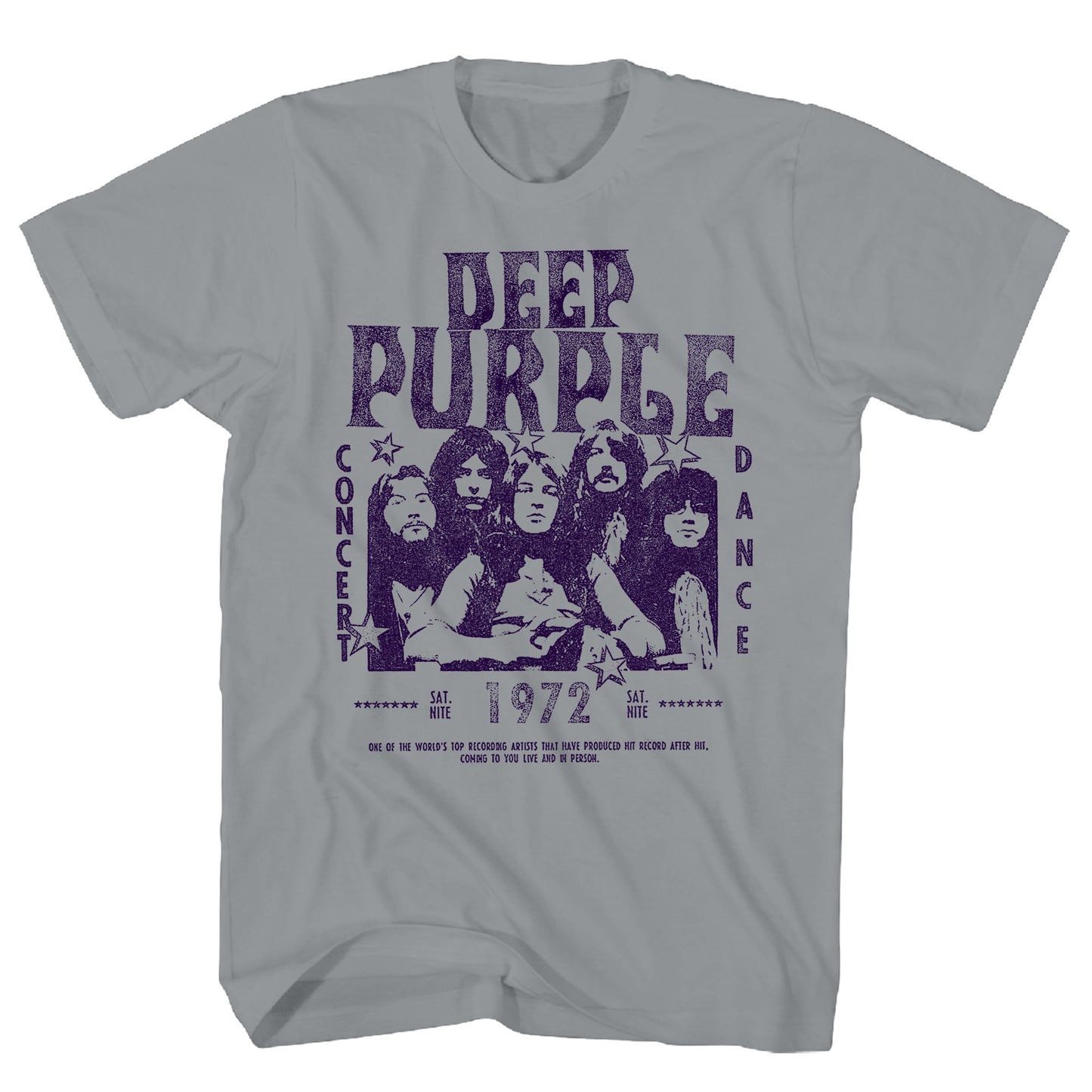 Deep Purple '72 Gray Concert Mens T Shirt Silver