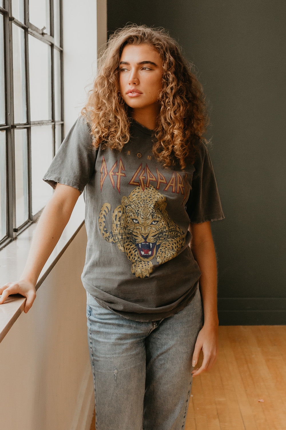 Def Leppard Sunkissed Boyfriend Tee Shirt Vintage Black