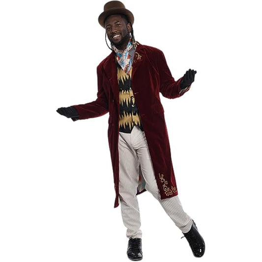 Deluxe Wonka Costume Candy Chocolate Factory Boss Complete Set for Halloween Cosplay