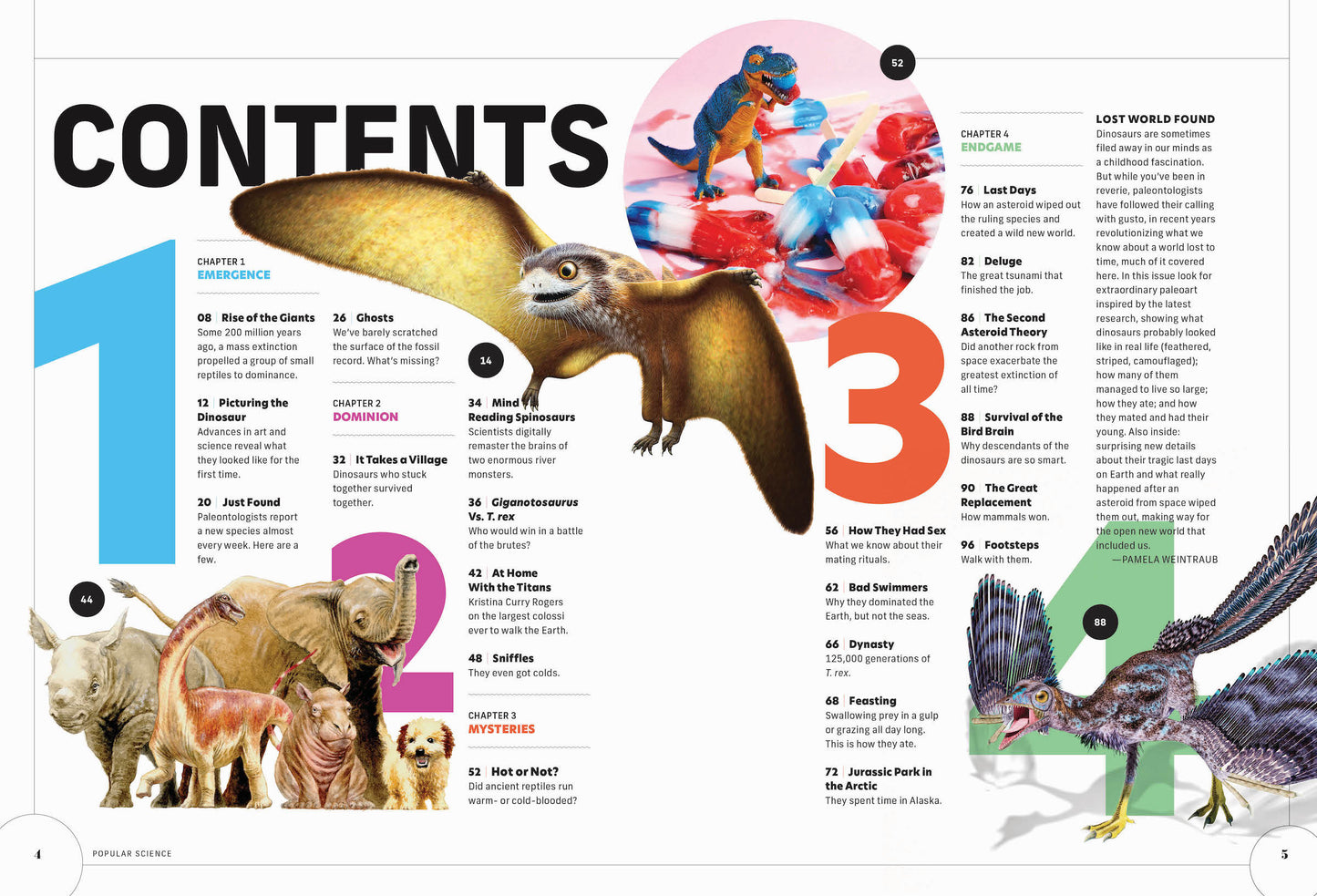 Popular Science - Dinosaurs: Secrets, Paleoart Insights, Titanosaur, T. rex, Mating, Giganotosaurus, Fossils, Asteroid, Avian Descendants, Mammal Mysteries, Dynasty, Arctic Habitat & Endgame Theories!