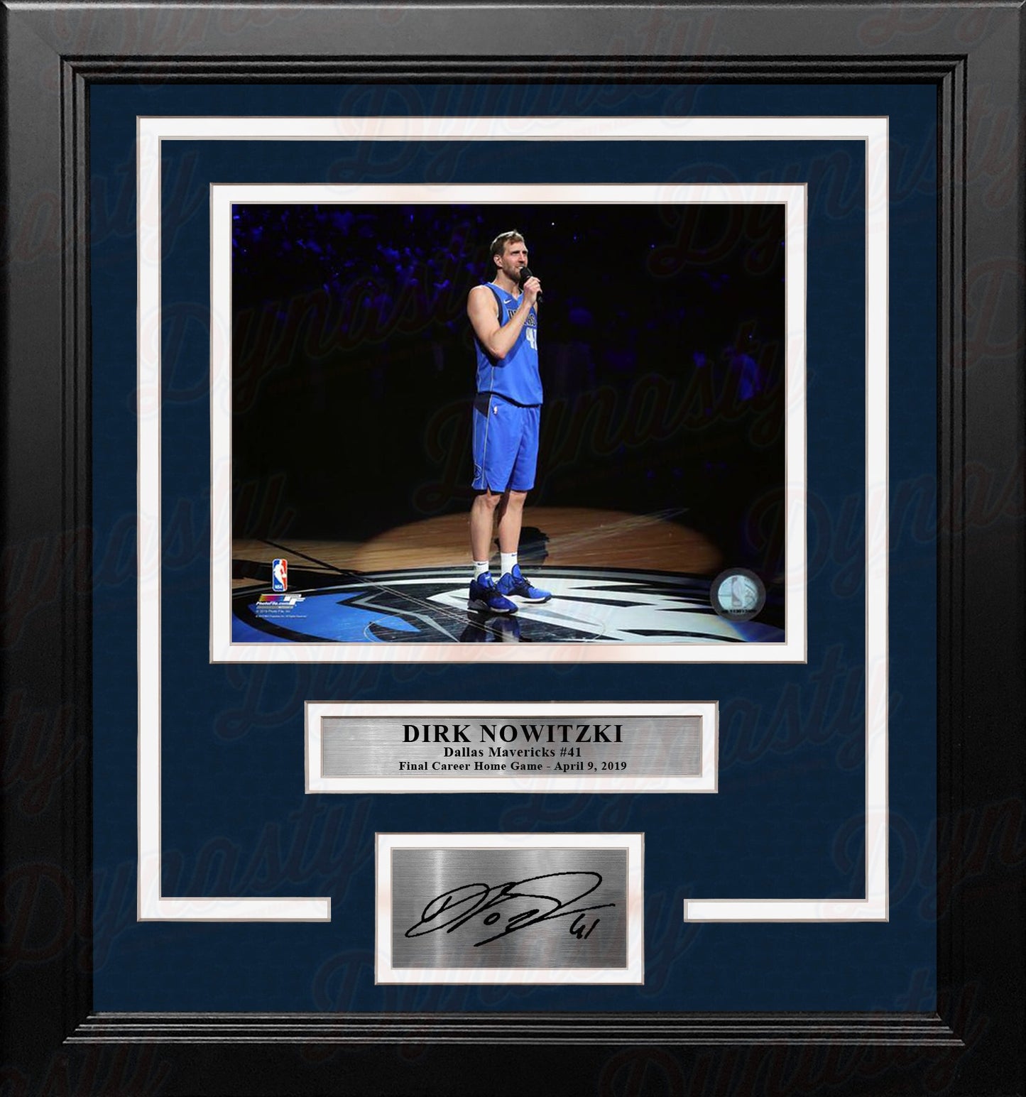 Dirk Nowitzki Dallas Mavericks Final Home Game 8x10 Framed Basketball Photo with Engraved Autograph