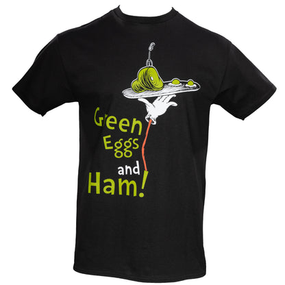 Dr Seuss Green Eggs and Ham Adult Short Sleeves Black T-Shirt