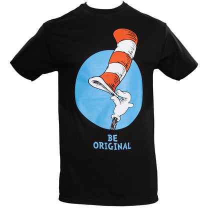 Dr Seuss Be Original Tip Hat Adult Short Sleeves Black T-Shirt