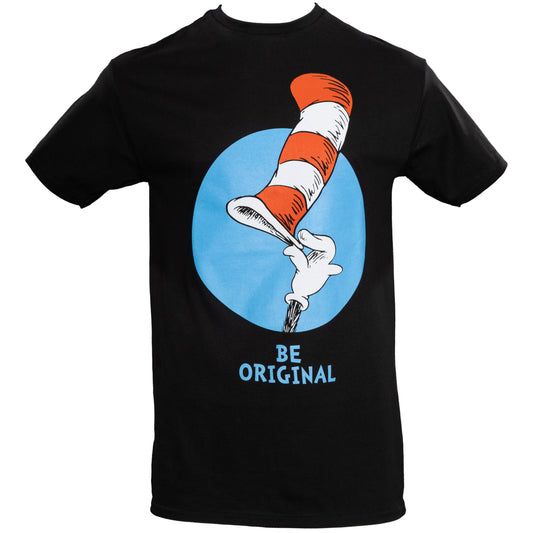 Dr Seuss Be Original Tip Hat Adult Short Sleeve T Shirt Black