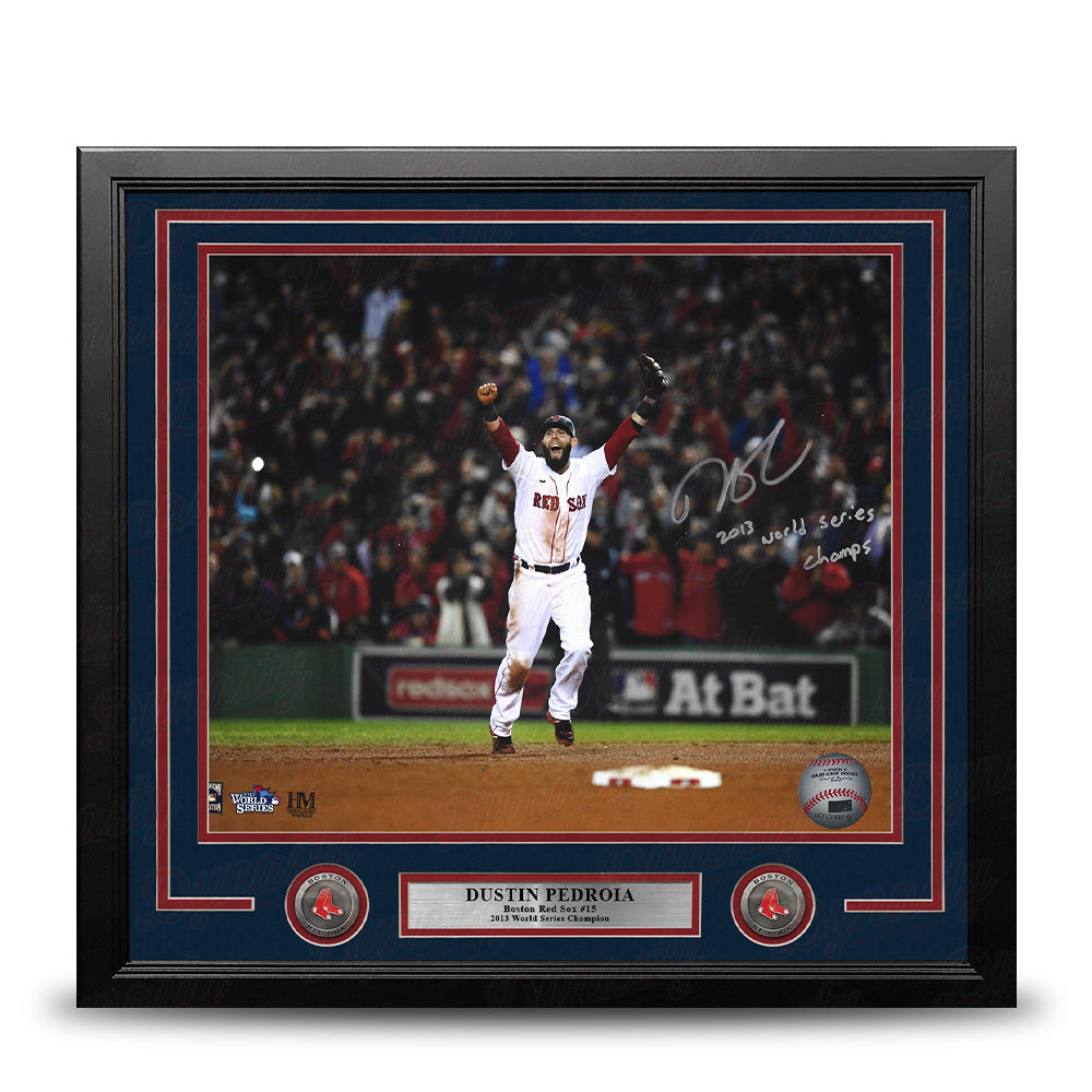 Dustin Pedroia 2013 World Series Boston Red Sox Autographed 16x20 Framed Photo - World Series Champs