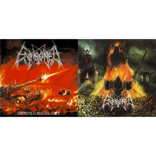Enthroned - Armoured Bestial Hell (Clear LP Vinyl With Red/Orange/White Splatter LP Vinyl) & Prophecies Of Pagen Fire (2LP/Clear Vinyl With Red/Yellow/Black Splatter Vinyl)
