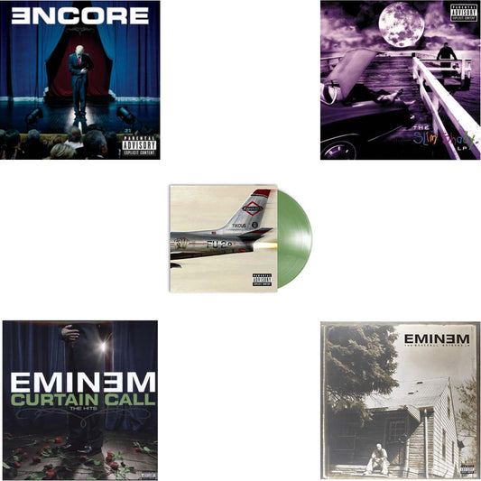 Eminem - Encore & Curtain Call: Hits & Kamikaze (Opaque Olive Green LP Vinyl/Gatefold Jacket) & Slim Shady LP & Marshall Mathers LP