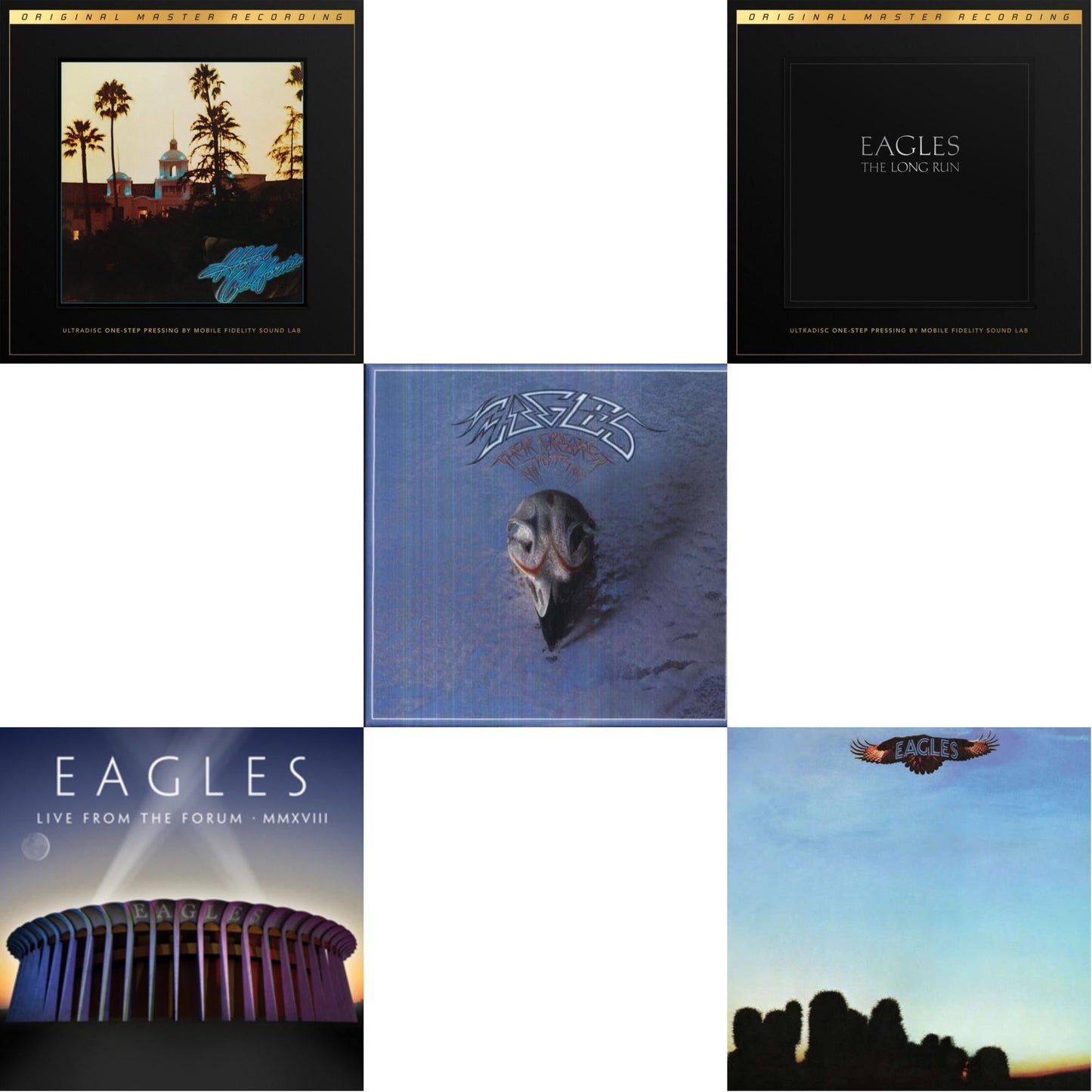 Eagles - Eagles & Their Greatest Hits 1971-1975 & Live From The Forum Mmxviii (4LP/180G) & Hotel California (2LP/180G/45RPM Supervinyl Ultradisc One-Step/Original Masters/Limited/Numbered) & Long Run (2LP/180G/45RPM Audiophile Supervinyl Ultradisc