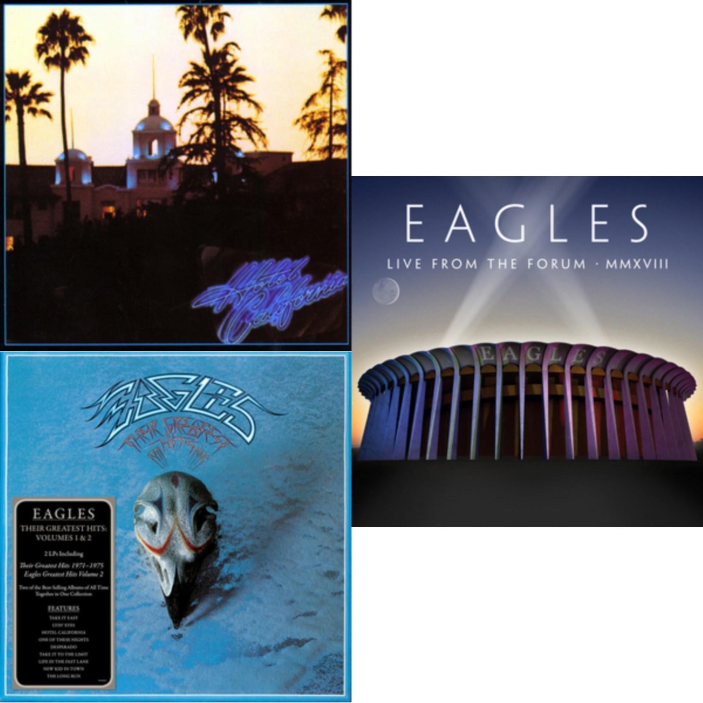 Eagles - Their Greatest Hits Vol.1 & 2 (2LP/180G) & Hotel California & Live From The Forum Mmxviii (4LP/180G)