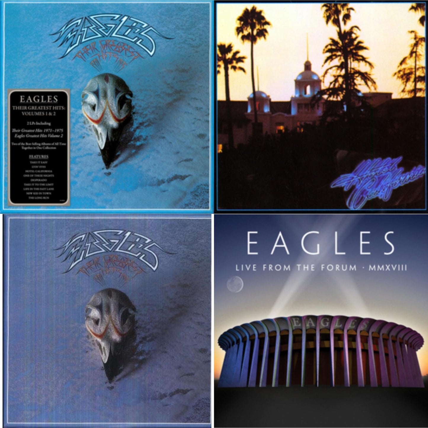 Eagles - Their Greatest Hits Vol.1 & 2 (2LP/180G) & Hotel California & Their Greatest Hits 1971-1975 & Live From The Forum Mmxviii (4LP/180G)