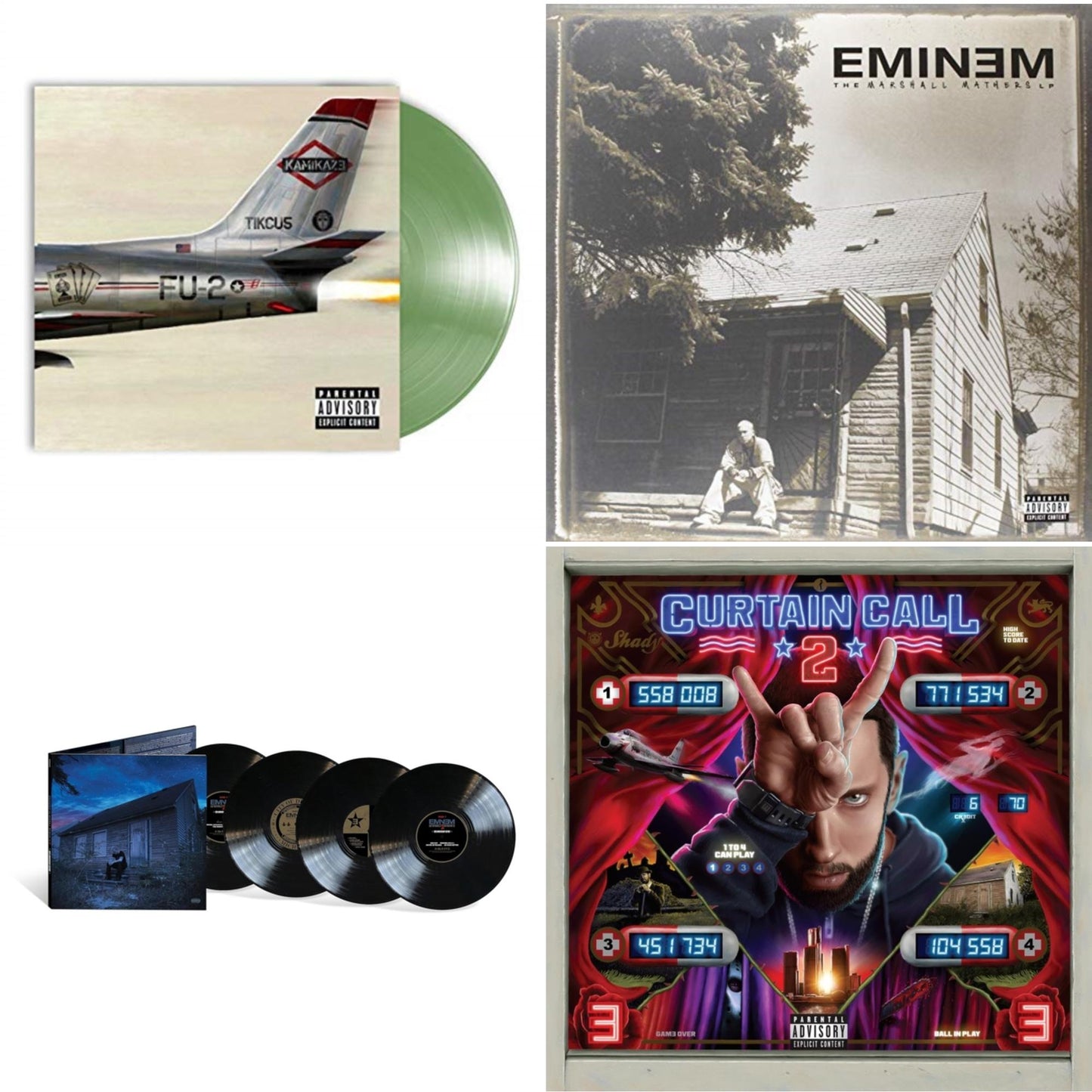 Eminem - Curtain Call 2 (2LP) & Marshall Mathers LP2 (10Th Anniversary Edition) (Expanded Deluxe/4LP) & Kamikaze (Opaque Olive Green LP Vinyl/Gatefold Jacket) & Marshall Mathers LP