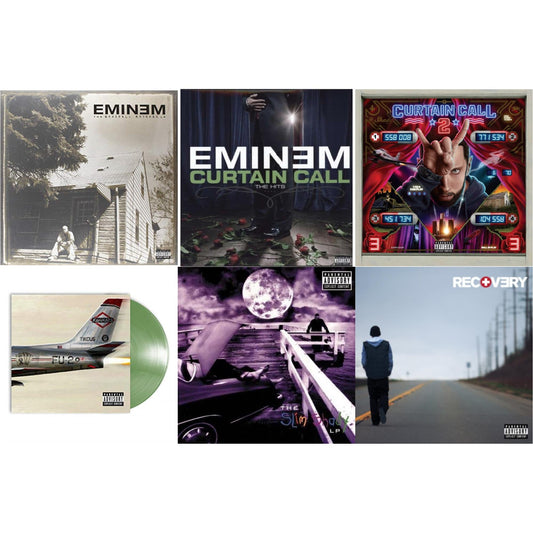 Eminem - Curtain Call 2 (2LP) & Curtain Call: Hits & Recovery & Kamikaze (Opaque Olive Green LP Vinyl/Gatefold Jacket) & Slim Shady LP & Marshall Mathers LP