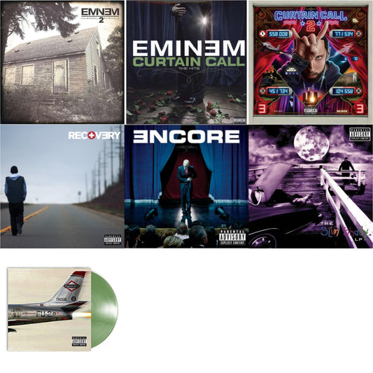 Eminem - Curtain Call 2 (2LP) & Encore & Curtain Call: Hits & Recovery & Marshall Mathers LP 2 & Kamikaze (Opaque Olive Green LP Vinyl/Gatefold Jacket) & Slim Shady LP