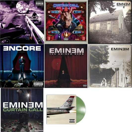 Eminem - Curtain Call 2 (2LP) & Encore & Curtain Call: Hits & Marshall Mathers LP 2 & Kamikaze (Opaque Olive Green LP Vinyl/Gatefold Jacket) & Slim Shady LP & Marshall Mathers LP & Eminem Show