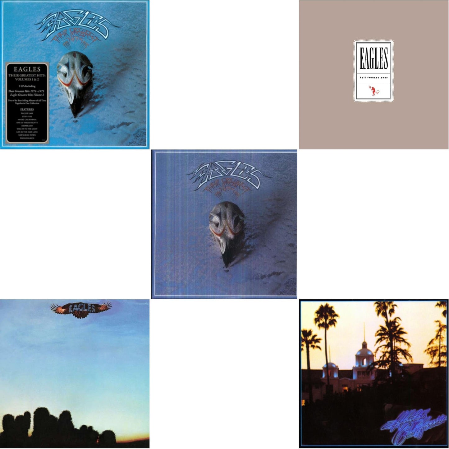 Eagles - Their Greatest Hits Vol.1 & 2 (2LP/180G) & Hotel California & Eagles & Their Greatest Hits 1971-1975 & Hell Freezes Over (2LP/Remastered)