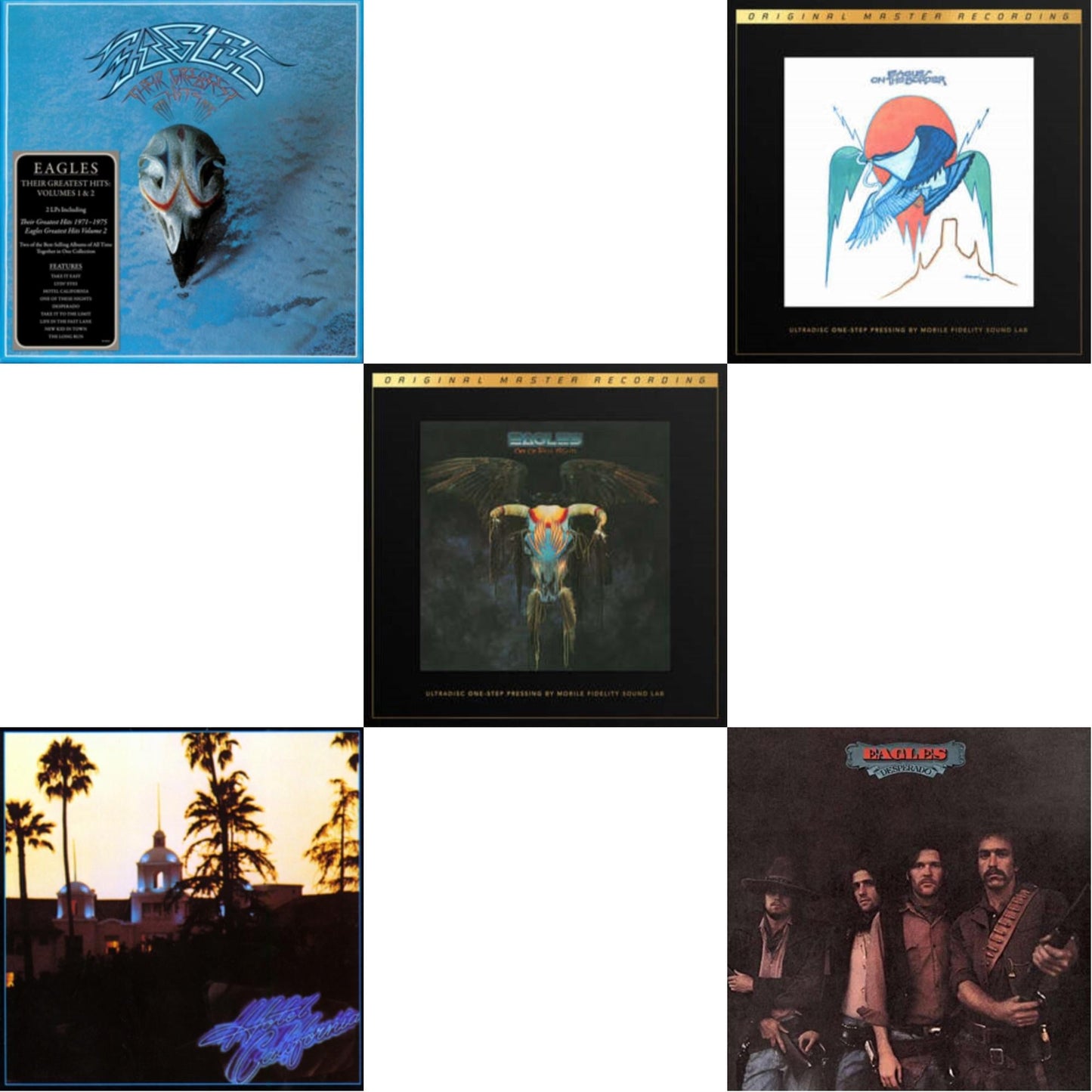Eagles - Their Greatest Hits Vol.1 & 2 (2LP/180G) & Hotel California & Desperado & On The Border (2LP/180G/45RPM Supervinyl Ultradisc One-Step/Original Masters/Limited/Numbered) & One Of These Nights (2LP/180G/45RPM Supervinyl Ultradisc