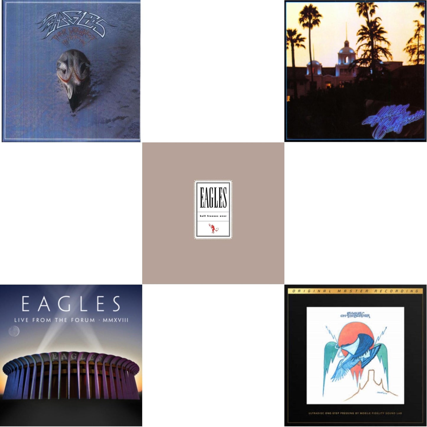 Eagles - Hotel California & Their Greatest Hits 1971-1975 & Hell Freezes Over (2LP/Remastered) & Live From The Forum Mmxviii (4LP/180G) & On The Border (2LP/180G/45RPM Supervinyl Ultradisc One-Step/Original Masters/Limited/Numbered)