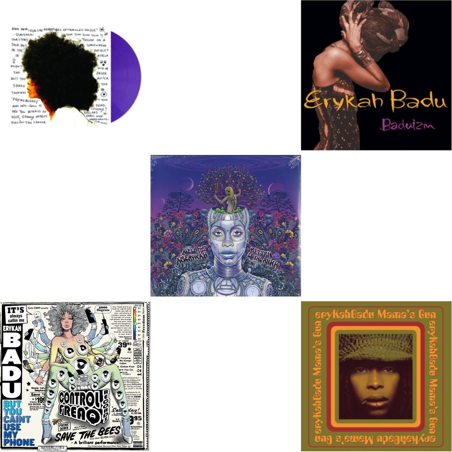 Erykah Badu - Worldwide Underground (Purple LP Vinyl) & But You Caint Use My Phone (Purple LP Vinyl) & New Amerykah Part 2: Return Of Ankh & Baduizm & Mama's Gun