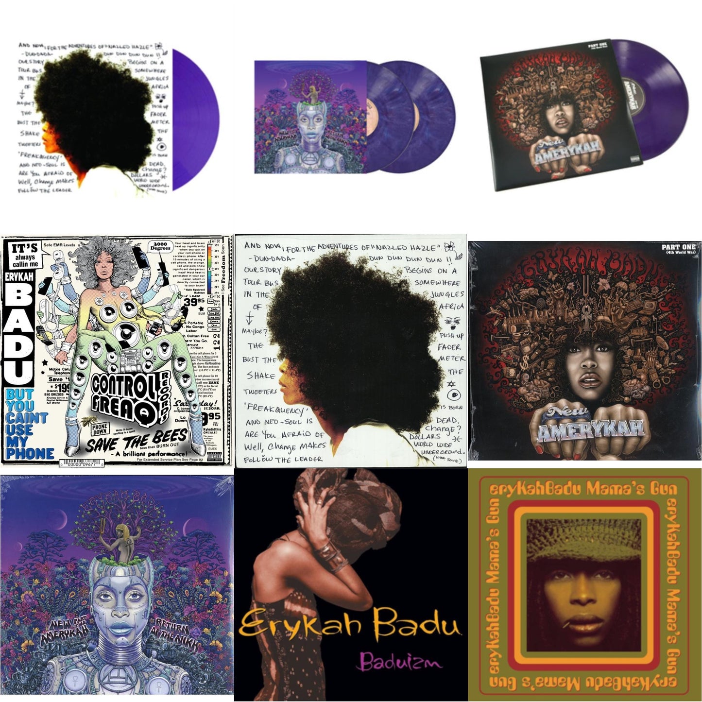 Erykah Badu - Worldwide Underground (Purple LP Vinyl) & New Amerykah Part Two (Return Of The Ankh) (Violet Vinyl/2LP) & New Amerykah Part One (4Th World War) (Purple Vinyl/2LP) & But You Caint Use My Phone (Purple LP Vinyl) & Worldwide Underground &