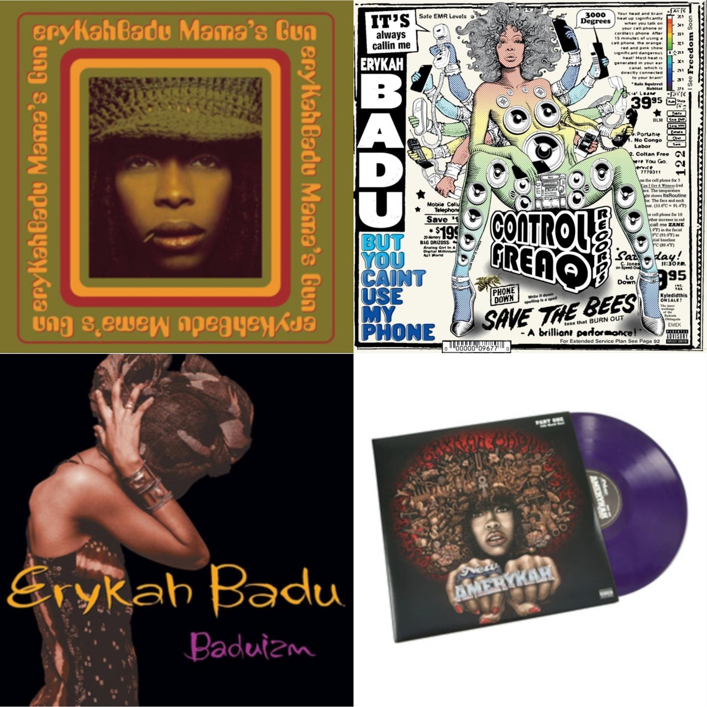 Erykah Badu - New Amerykah Part One (4Th World War) (Purple Vinyl/2LP) & But You Caint Use My Phone (Purple LP Vinyl) & Baduizm & Mama's Gun