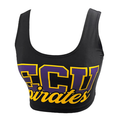 ECU Pirates Black Womens Crop Tank Top Top Officially Licensed