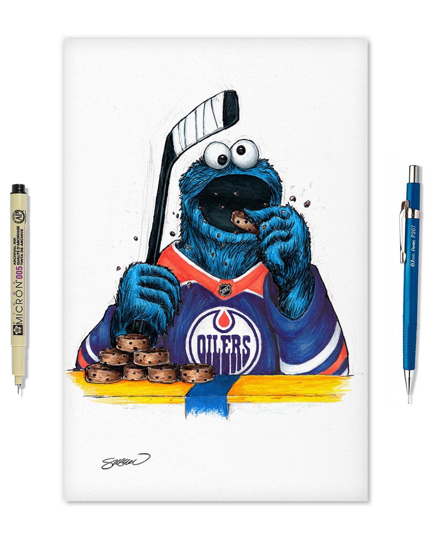 Cookie Monster x NHL Oilers Limited Edition Art Print