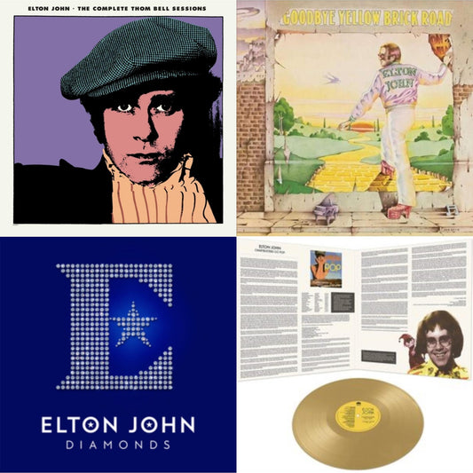 Elton John - Complete Thom Bell Sessions (Ep) (180G/Purple LP Vinyl) & Goodbye Yellow Brick Road & Diamonds (2LP) & Chartbusters Go Pop - Legendary Covers '69 / '70 (Gold LP Vinyl)