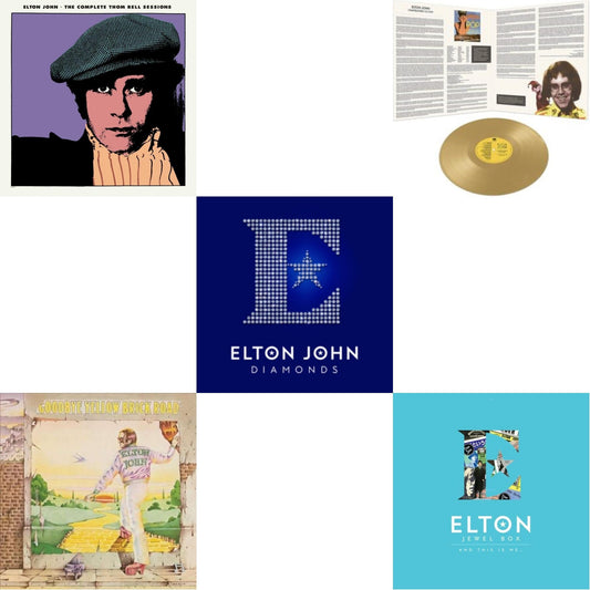 Elton John - Complete Thom Bell Sessions (Ep) (180G/Purple LP Vinyl) & Jewel Box (2LP - And This Is Me) & Goodbye Yellow Brick Road & Diamonds (2LP) & Chartbusters Go Pop - Legendary Covers '69 / '70 (Gold LP Vinyl)